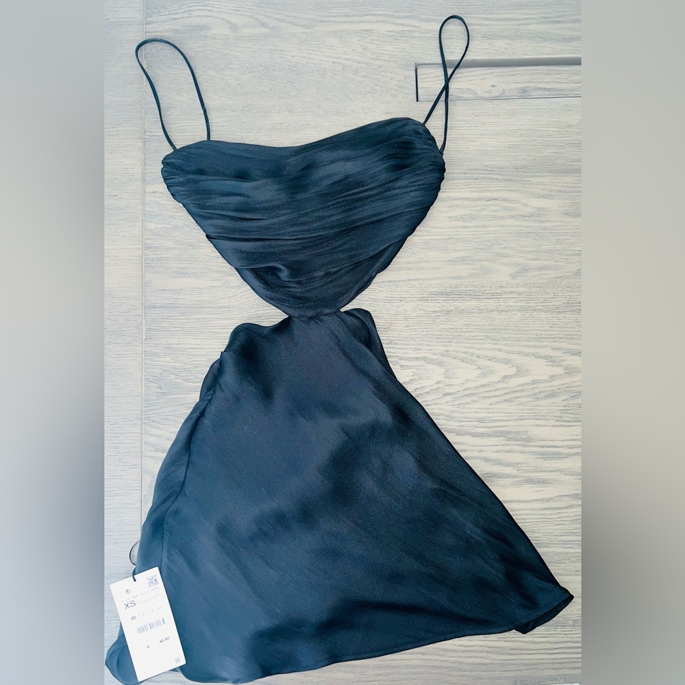 NWT black zara silk mini dress 🖤